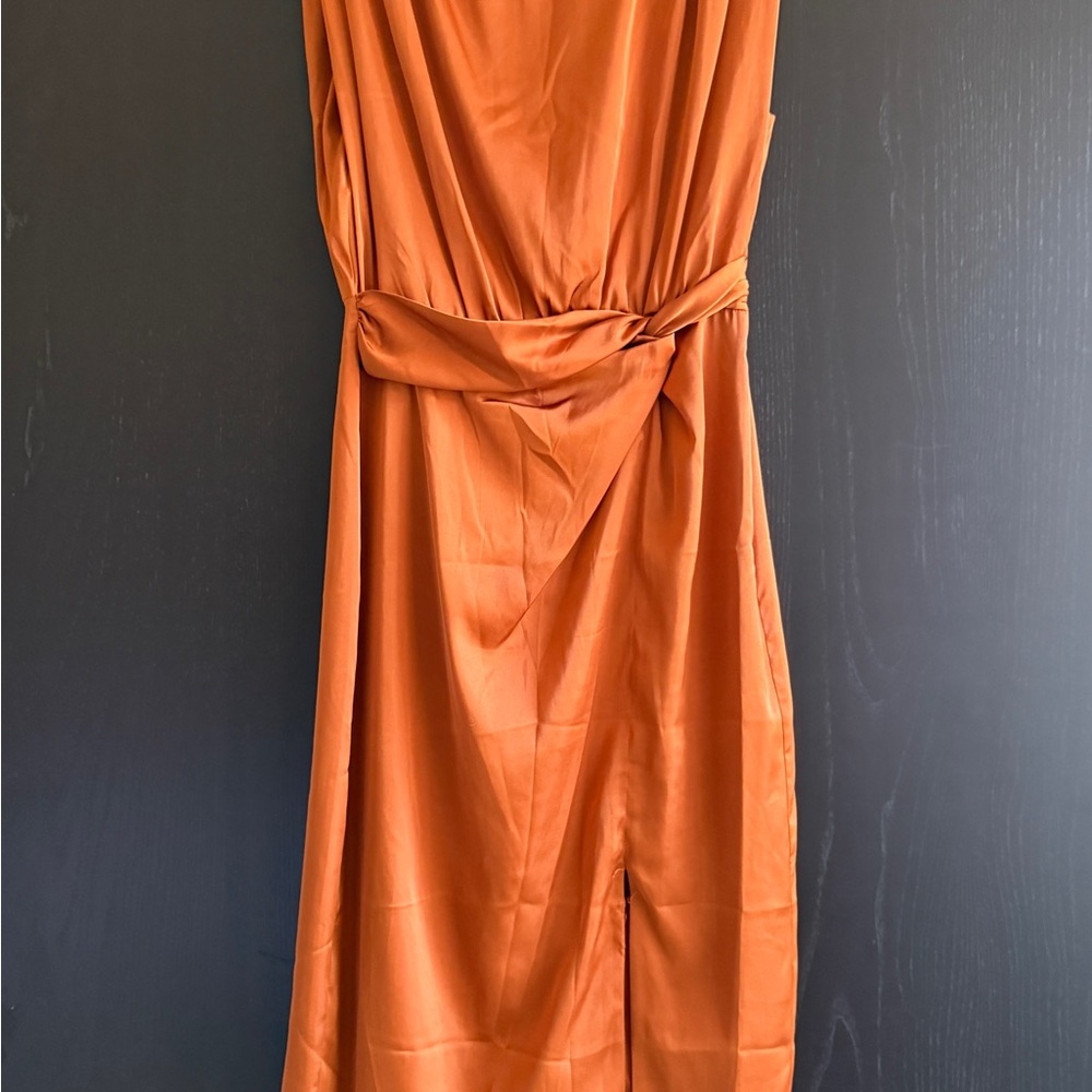 Donna Morgan Vibrant Orange Midi Dress